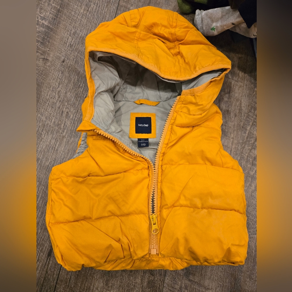 GAP Bright Yellow Hooded Puffer Vest